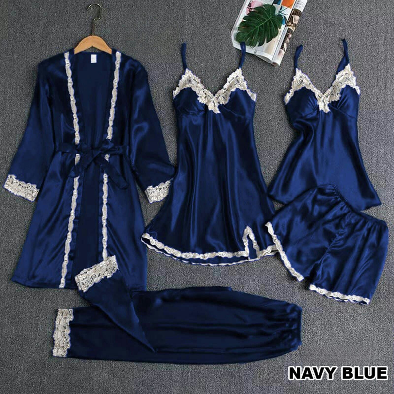 5-Piece Premium Silk Night Suit Set