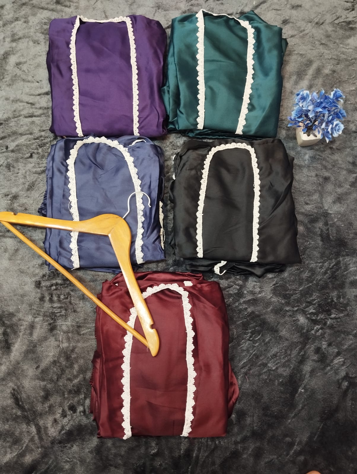 5-Piece Premium Silk Night Suit Set