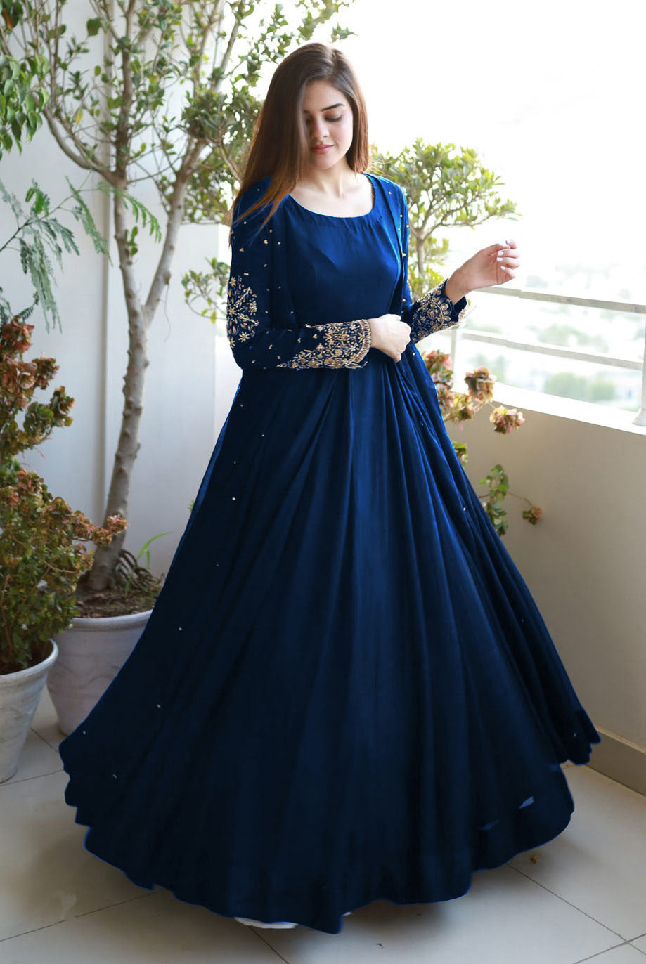 Embroidered Pearl Gown with Maxi Trouser – 3 Piece Set