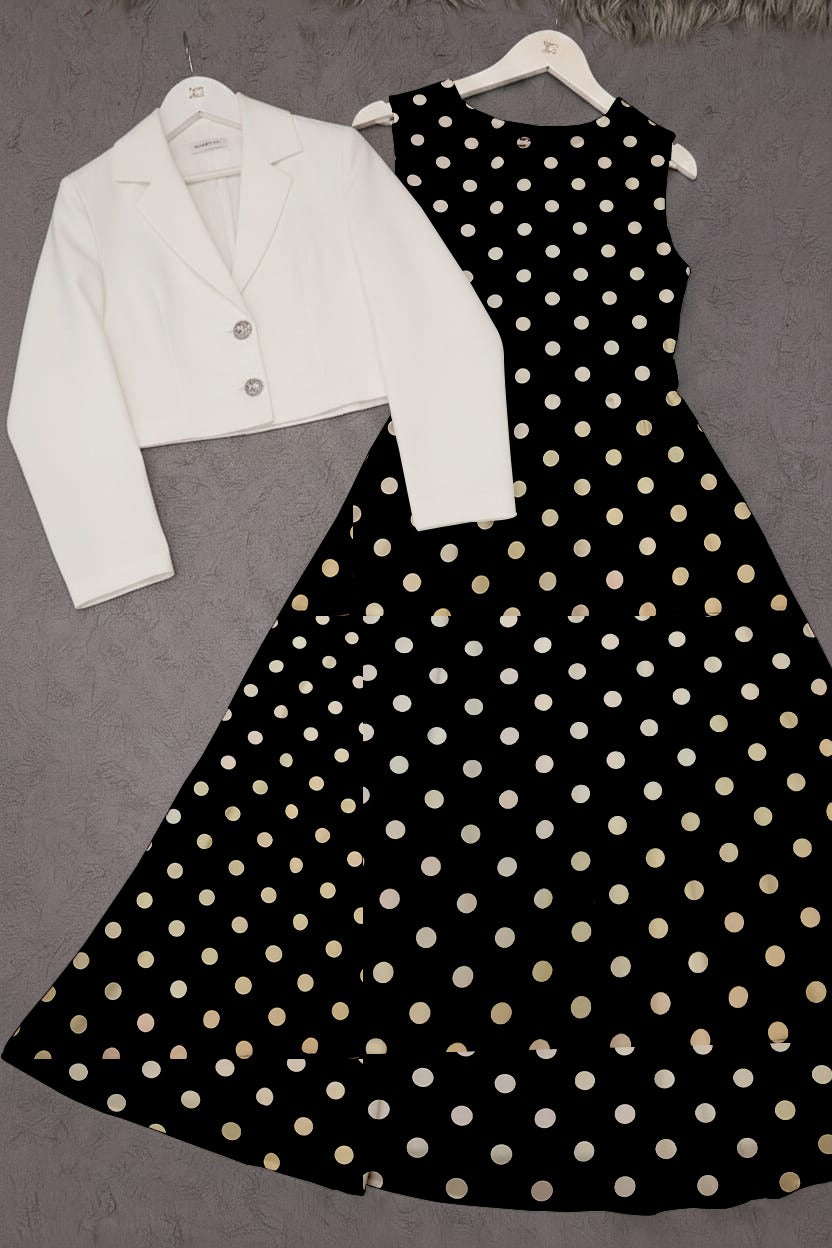 Printed Chiffon Maxi with Plain Georgette Koti – 2 Piece