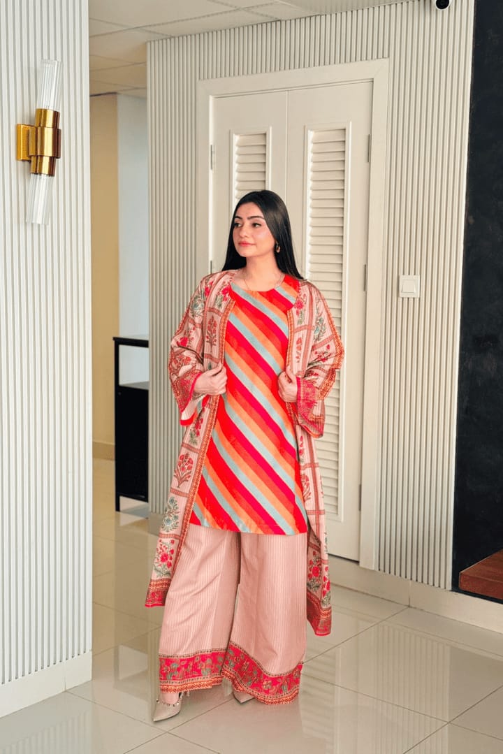 Full Printed 3-Piece Elegant Dress – Swiss Lawn Luxury Wear