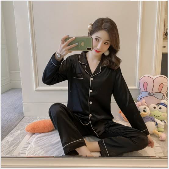 Premium Piping Work Shamose Silk Night Wear Suit (2-Piece)