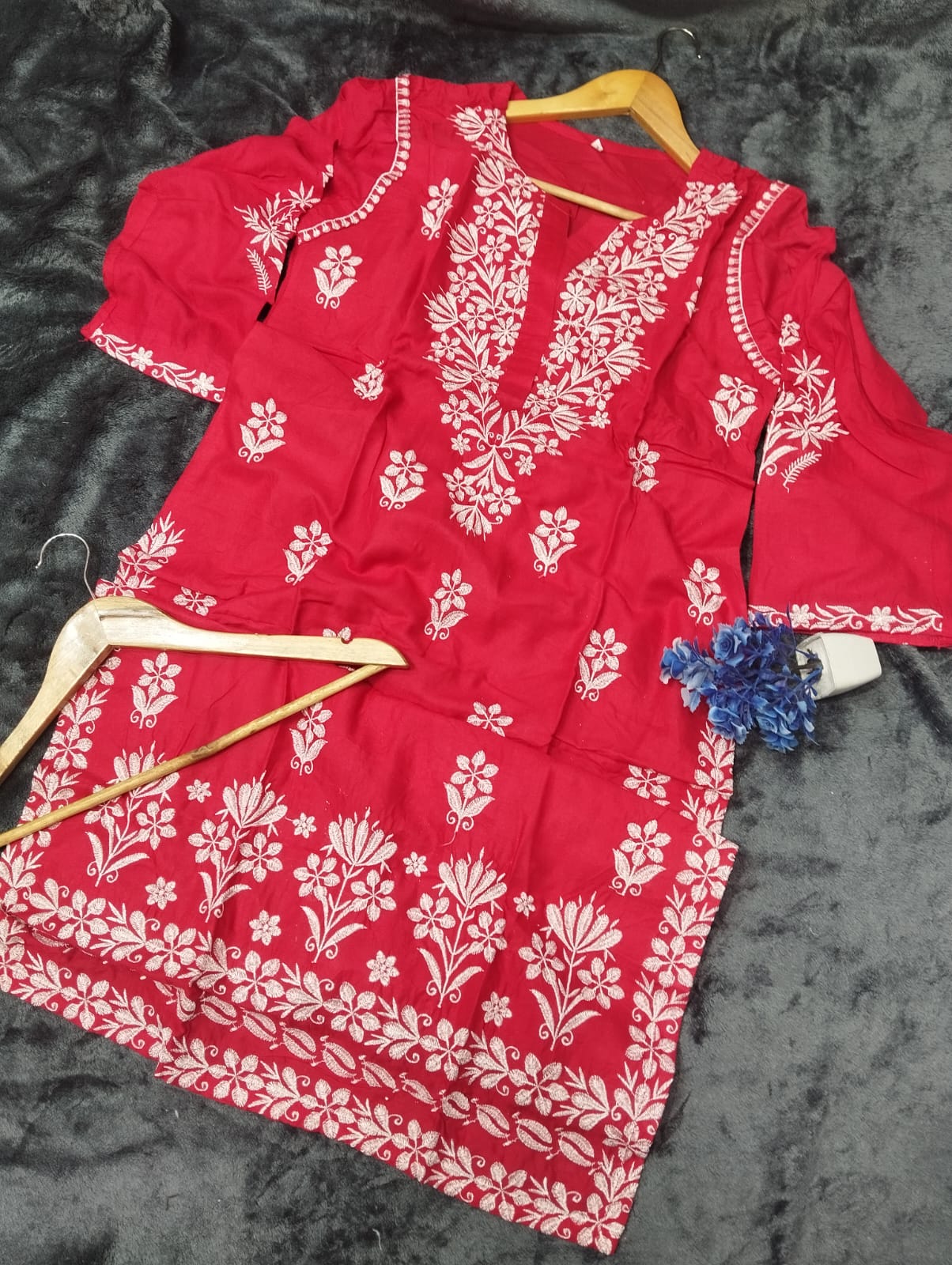 Indian Soft Linen Embroidered Long Kurti One Peace