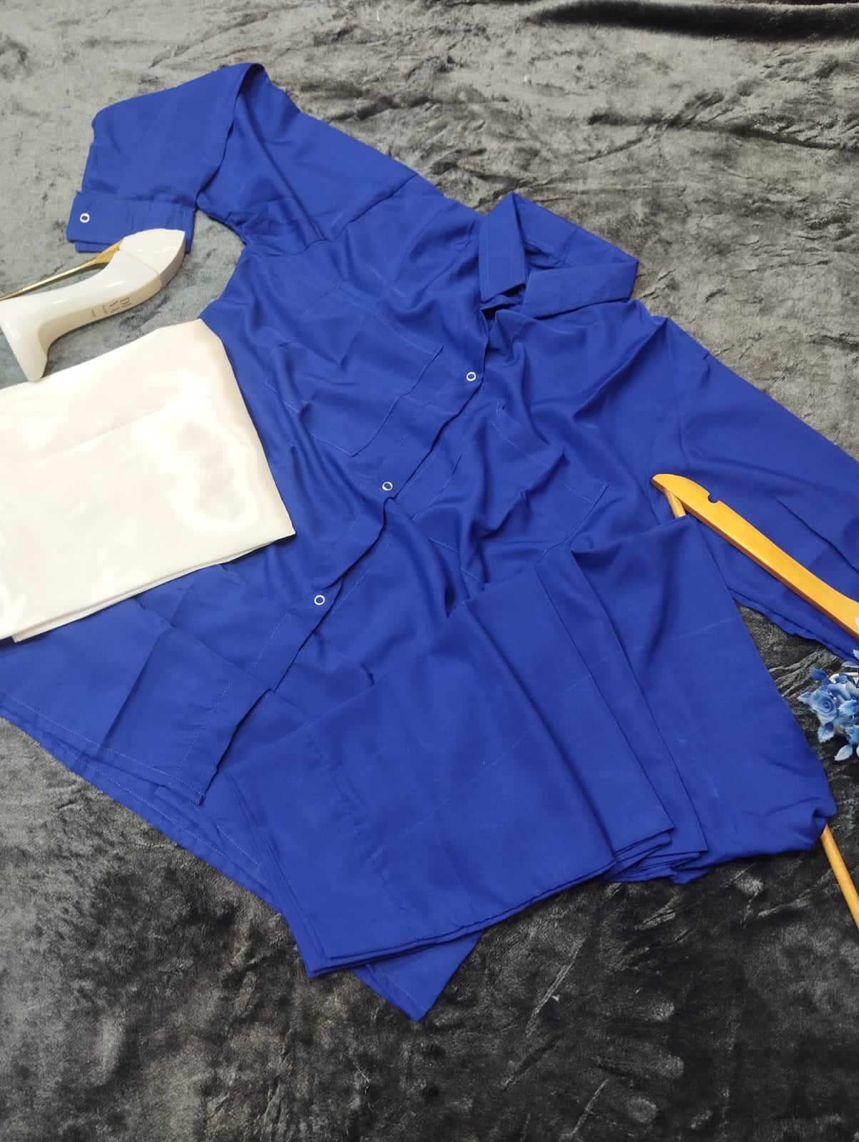 Western Style Tich Button Shirt with Plain Inner & Flapper – 3-Piece Elegant Set