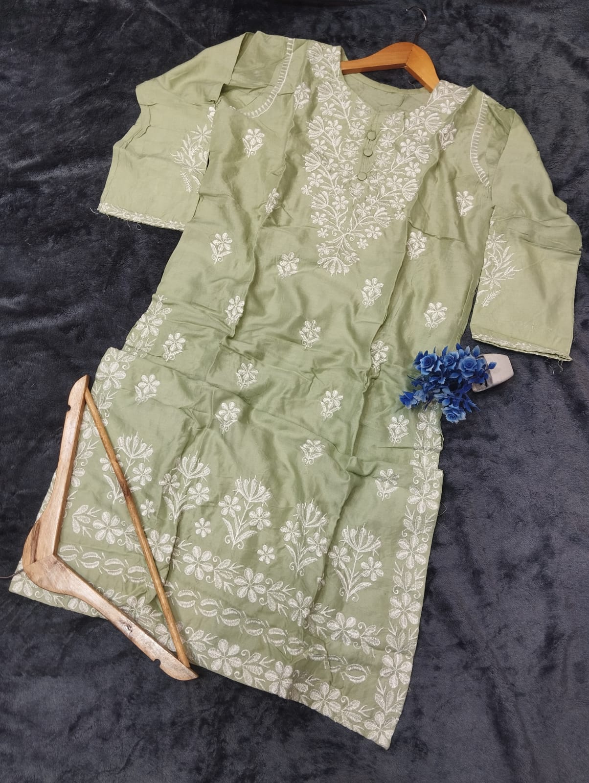 Indian Soft Linen Embroidered Long Kurti One Peace