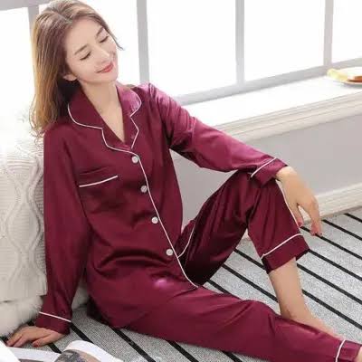 Premium Piping Work Shamose Silk Night Wear Suit (2-Piece)