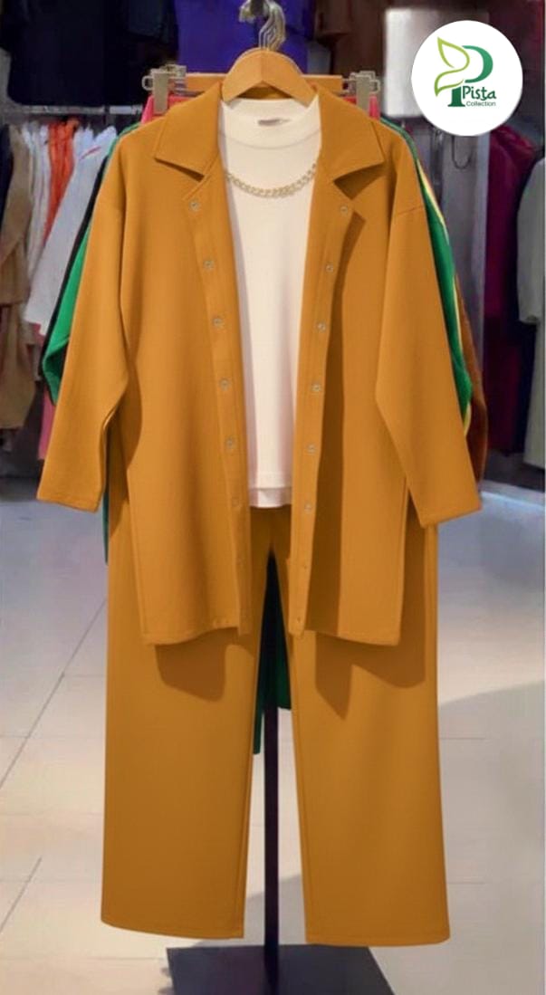 Western Style Tich Button Shirt with Plain Inner & Flapper – 3-Piece Elegant Set