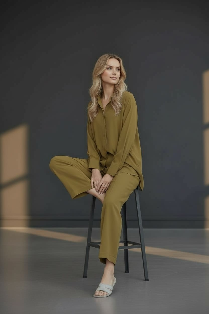 Plain Premium Georgette 2-Piece – Titch Button Shirt & Trouser