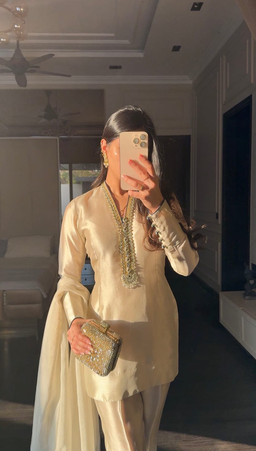 Royal Silk Tie-Dye 3 Peace Dress Ensemble with Luxe Lace Detailing