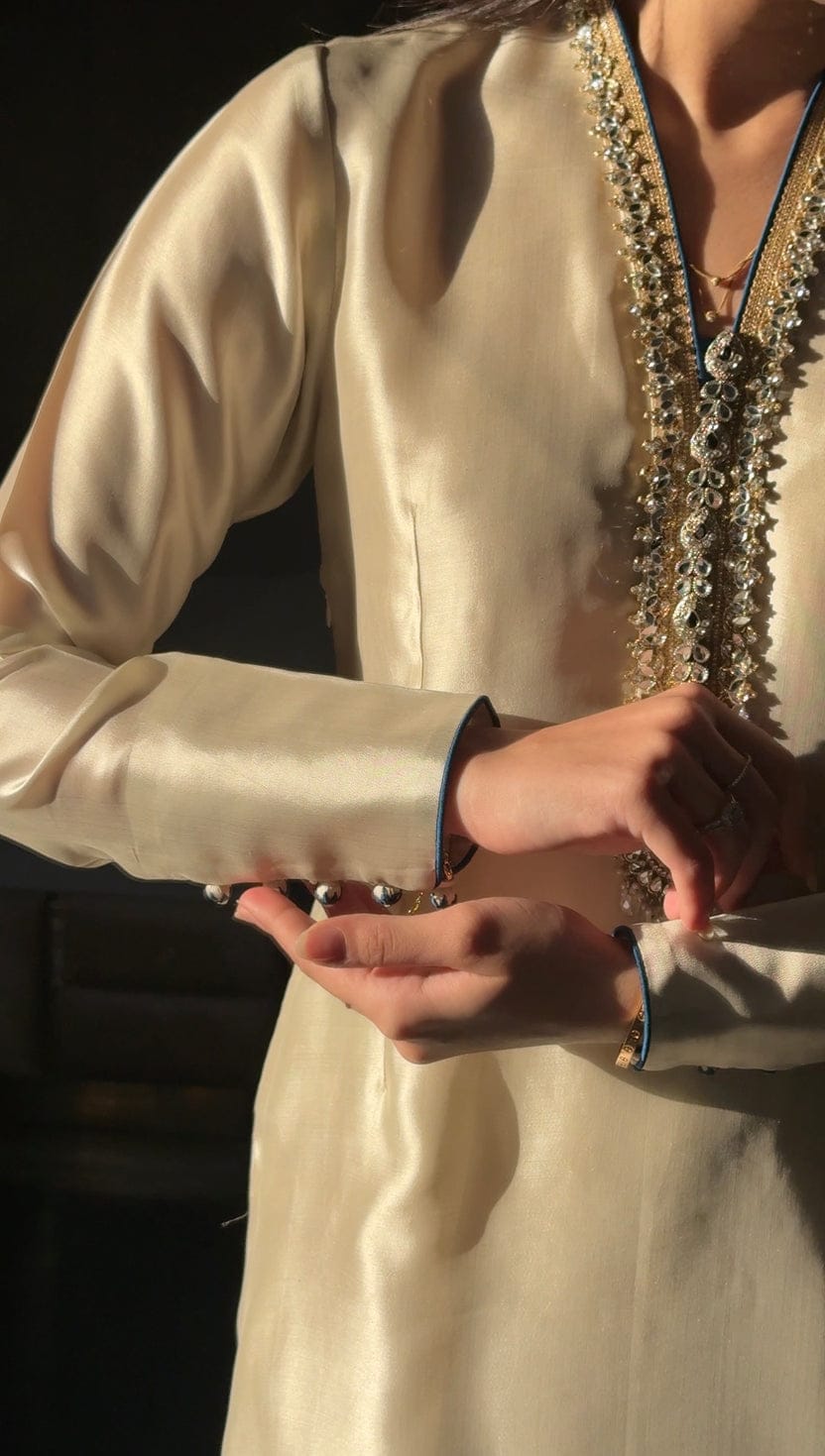 Royal Silk Tie-Dye 3 Peace Dress Ensemble with Luxe Lace Detailing