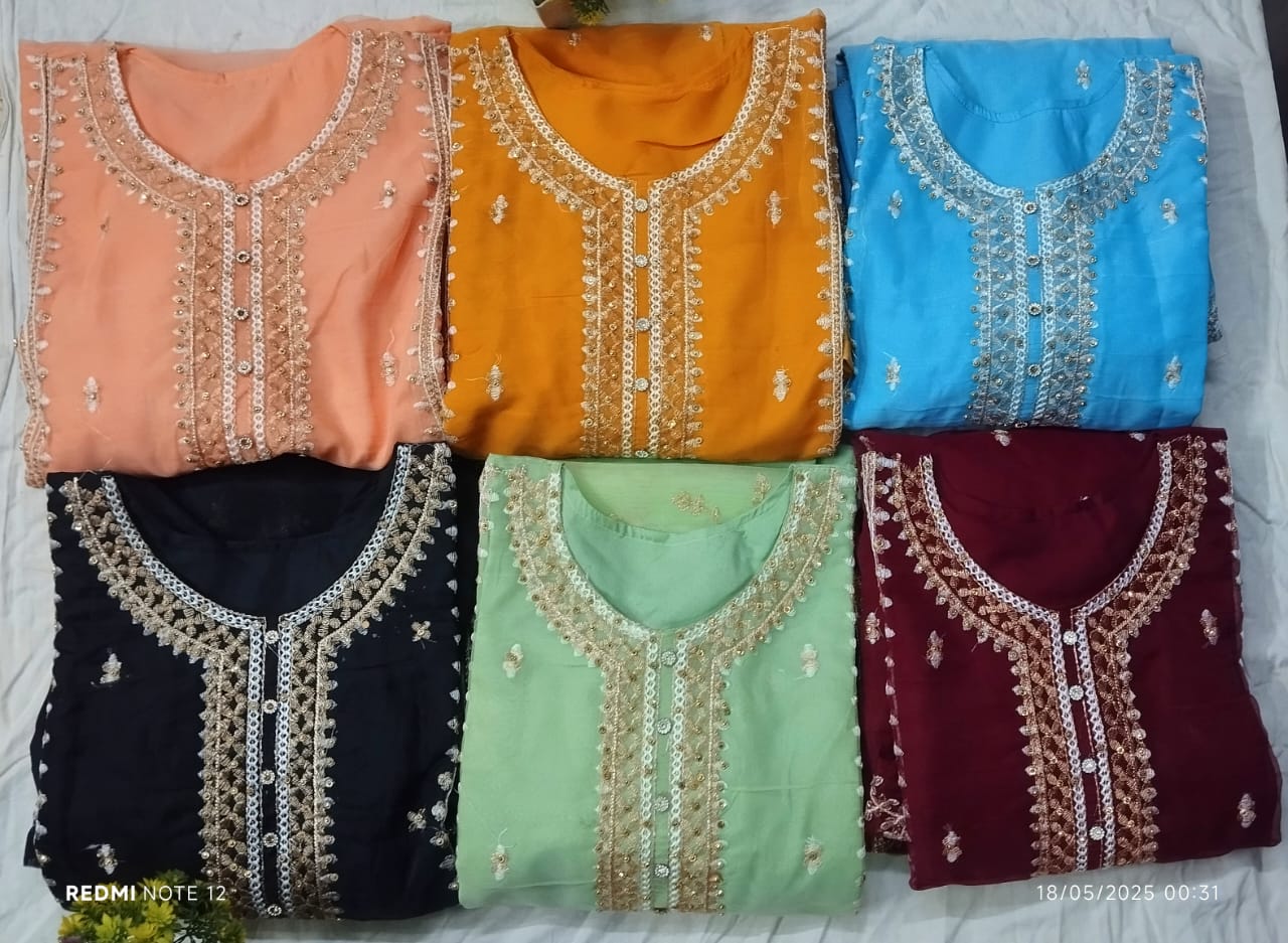 Heavy Embroidered Organza Shirt with Embroidered Trouser & Dupatta – 3 Piece Set