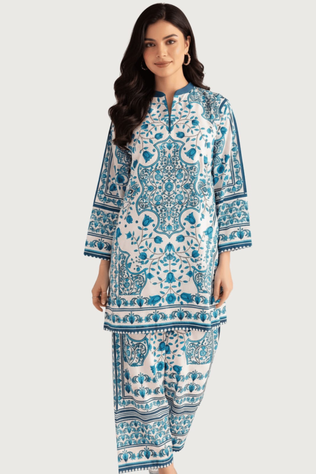 Luxury Digital Printed Swiss Lawn Co-Ord Set