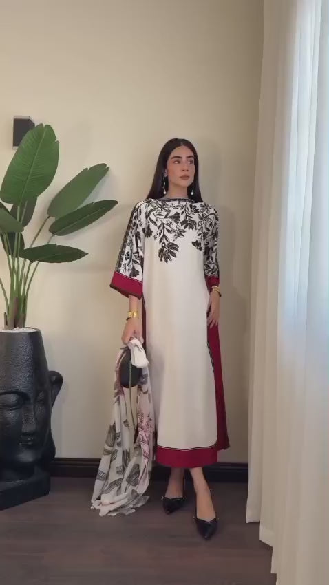 Luxury Long Baggy Digital Printed 3-Piece Suit